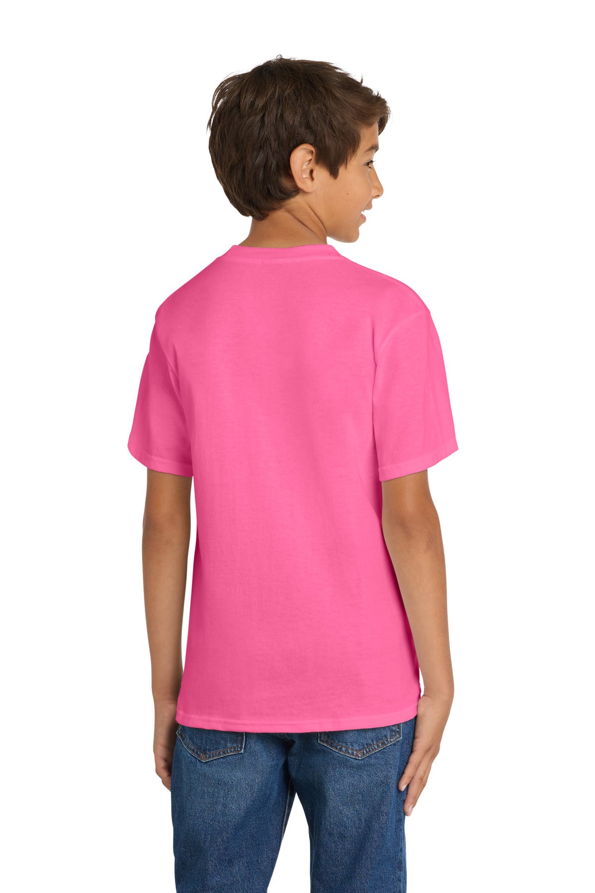 Port & Co Youth Core Cotton Tee - Neon Pink