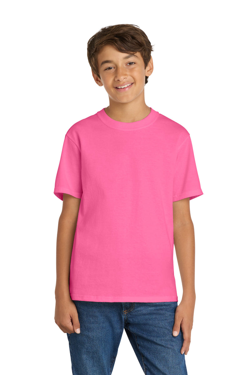 Port & Co Youth Core Cotton Tee - Neon Pink