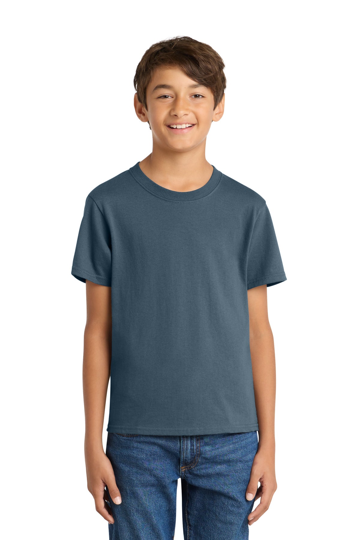 Port & Co Youth Core Cotton Tee - Steel Blue