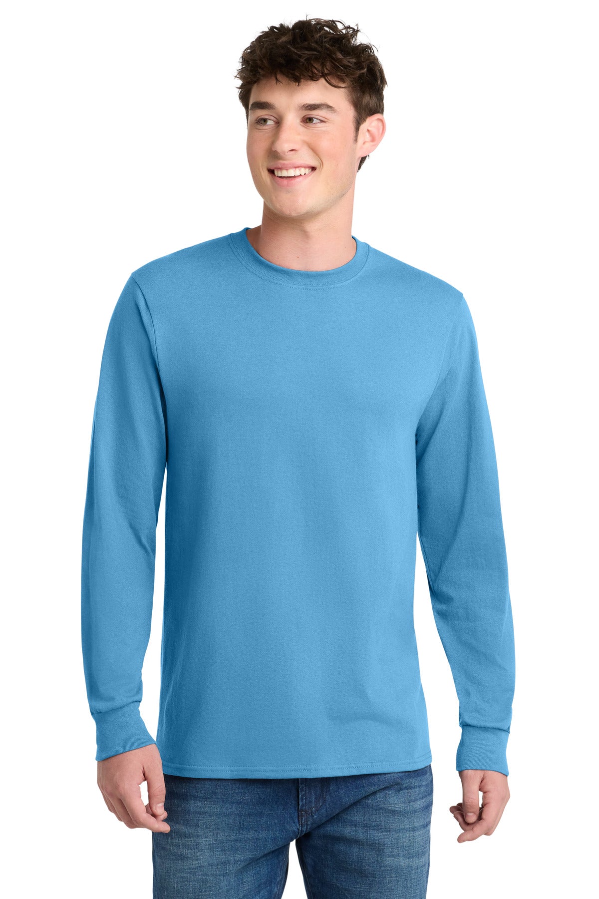 Port & Co Long Sleeve Core Blend Tee - Aquatic Blue