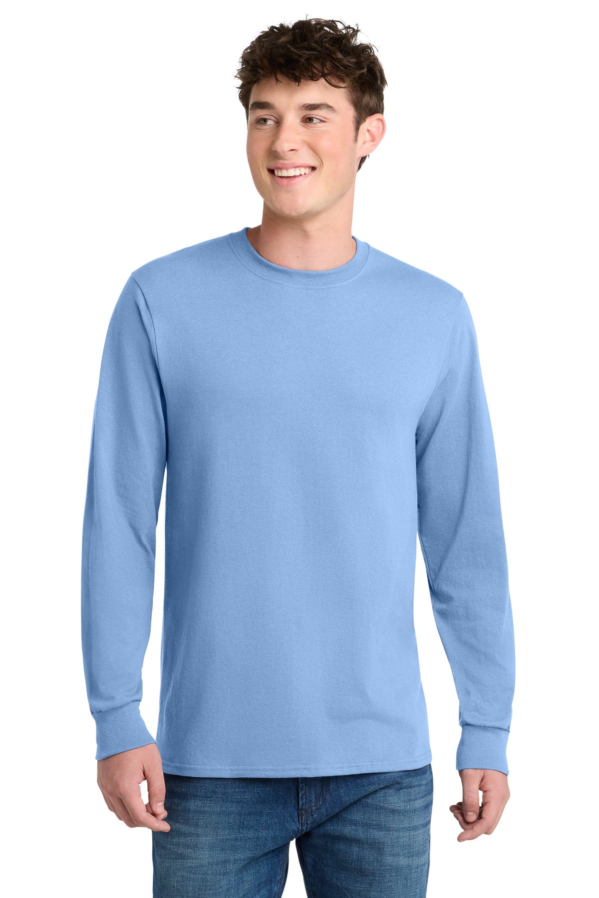 Port & Co Long Sleeve Core Blend Tee - Light Blue