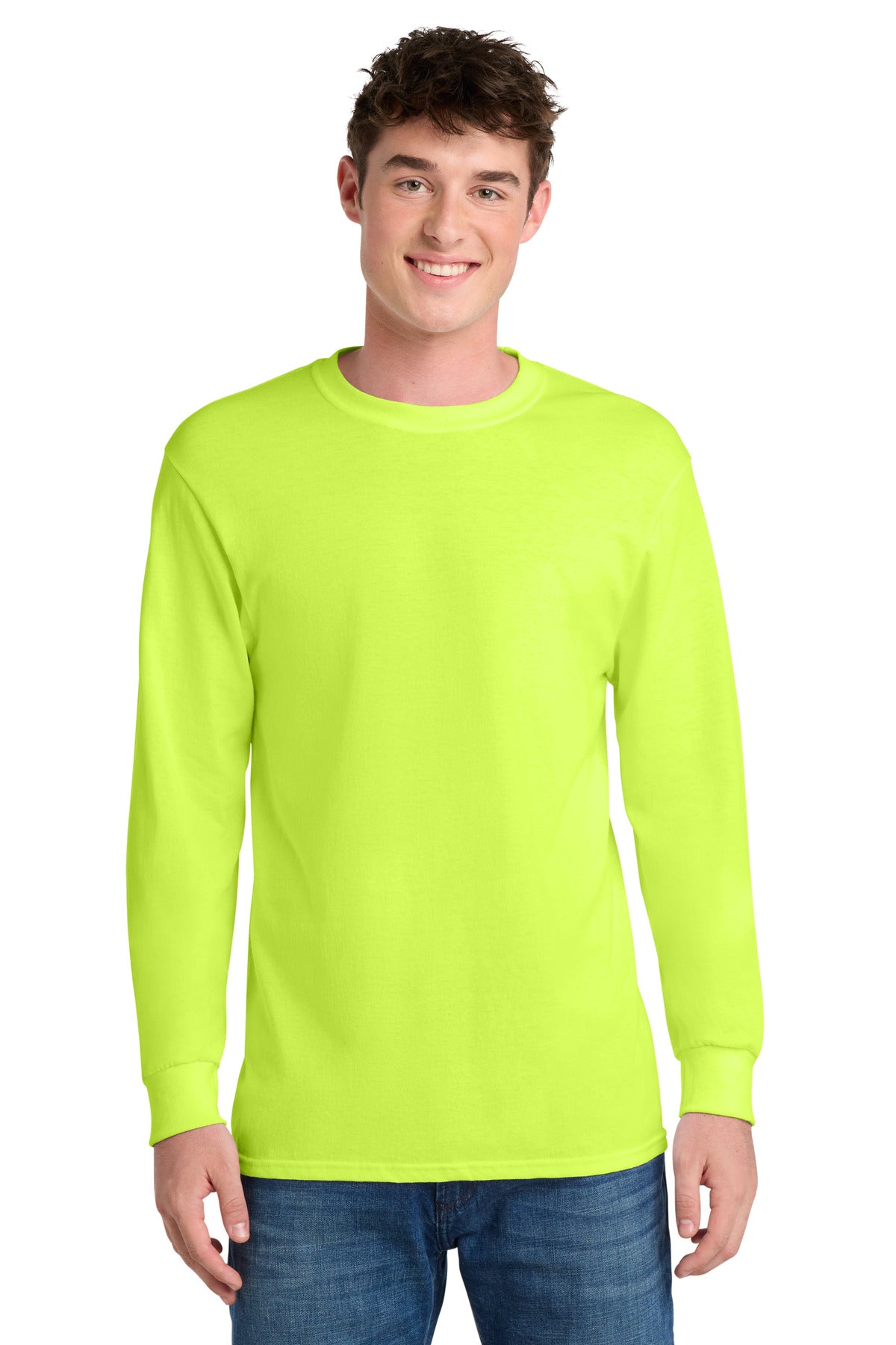 Port & Co Long Sleeve Core Blend Tee - Safety Green