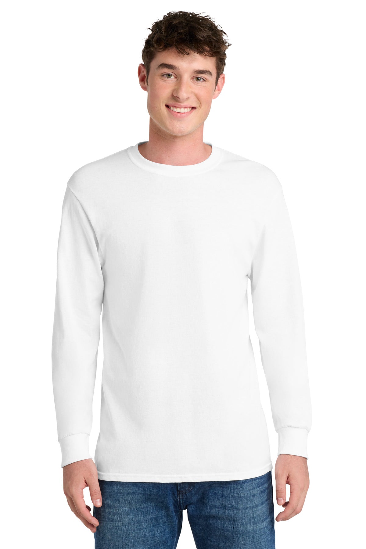 Port & Co Long Sleeve Core Blend Tee - White