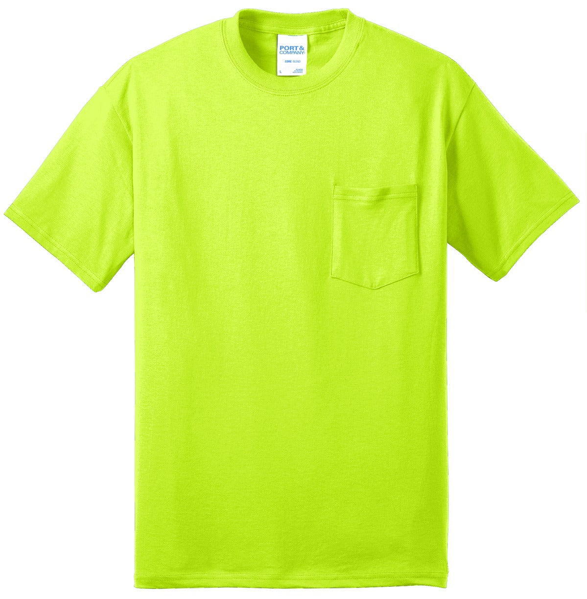 Port & Co Core Blend Pocket Tee - Safety Green