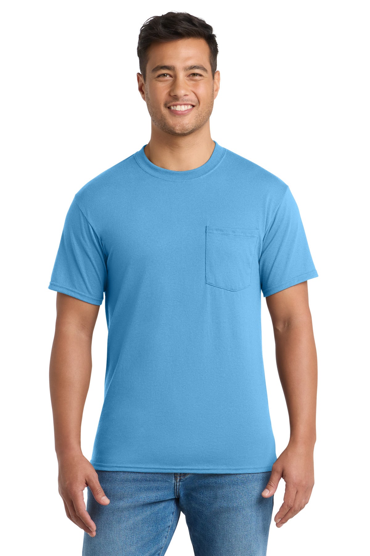 Port & Co Core Blend Pocket Tee - Aquatic Blue