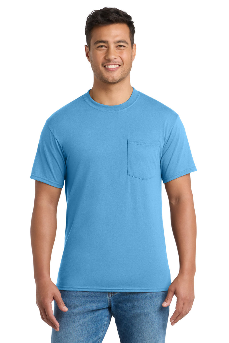 Port & Co Core Blend Pocket Tee - Aquatic Blue