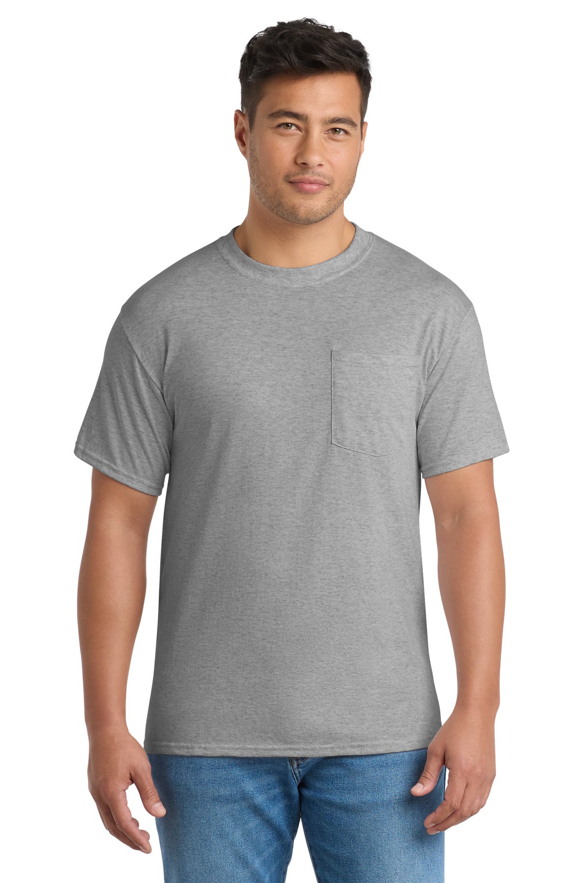 Port & Co Core Blend Pocket Tee - Athletic Heather