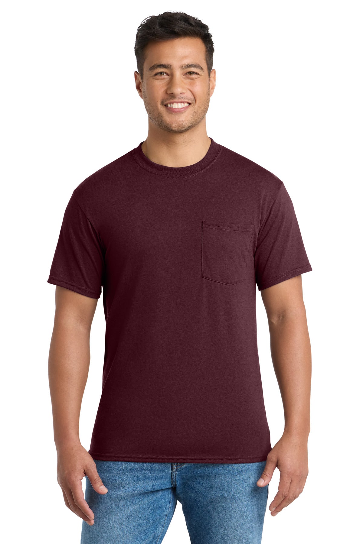 Port & Co Core Blend Pocket Tee - Athletic Maroon