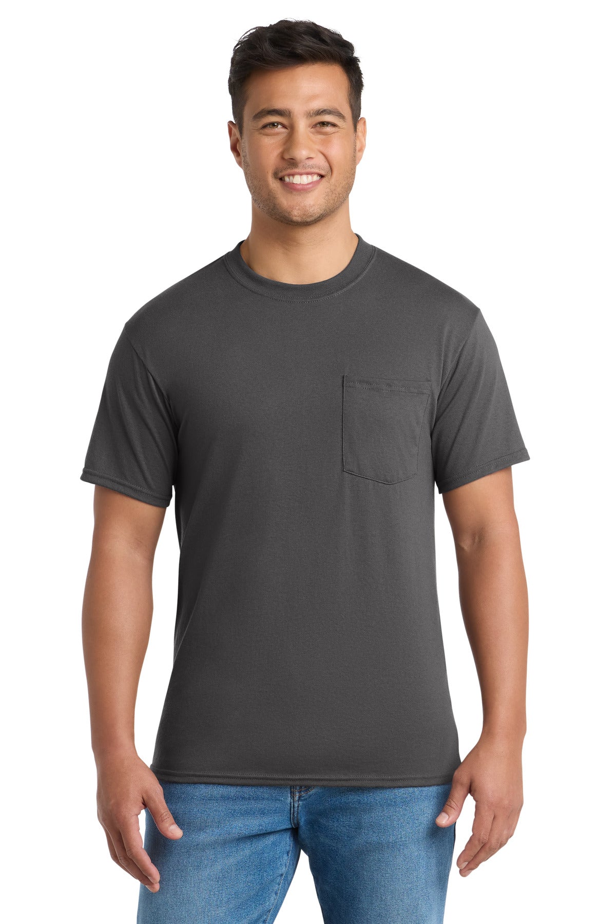Port & Co Core Blend Pocket Tee - Charcoal