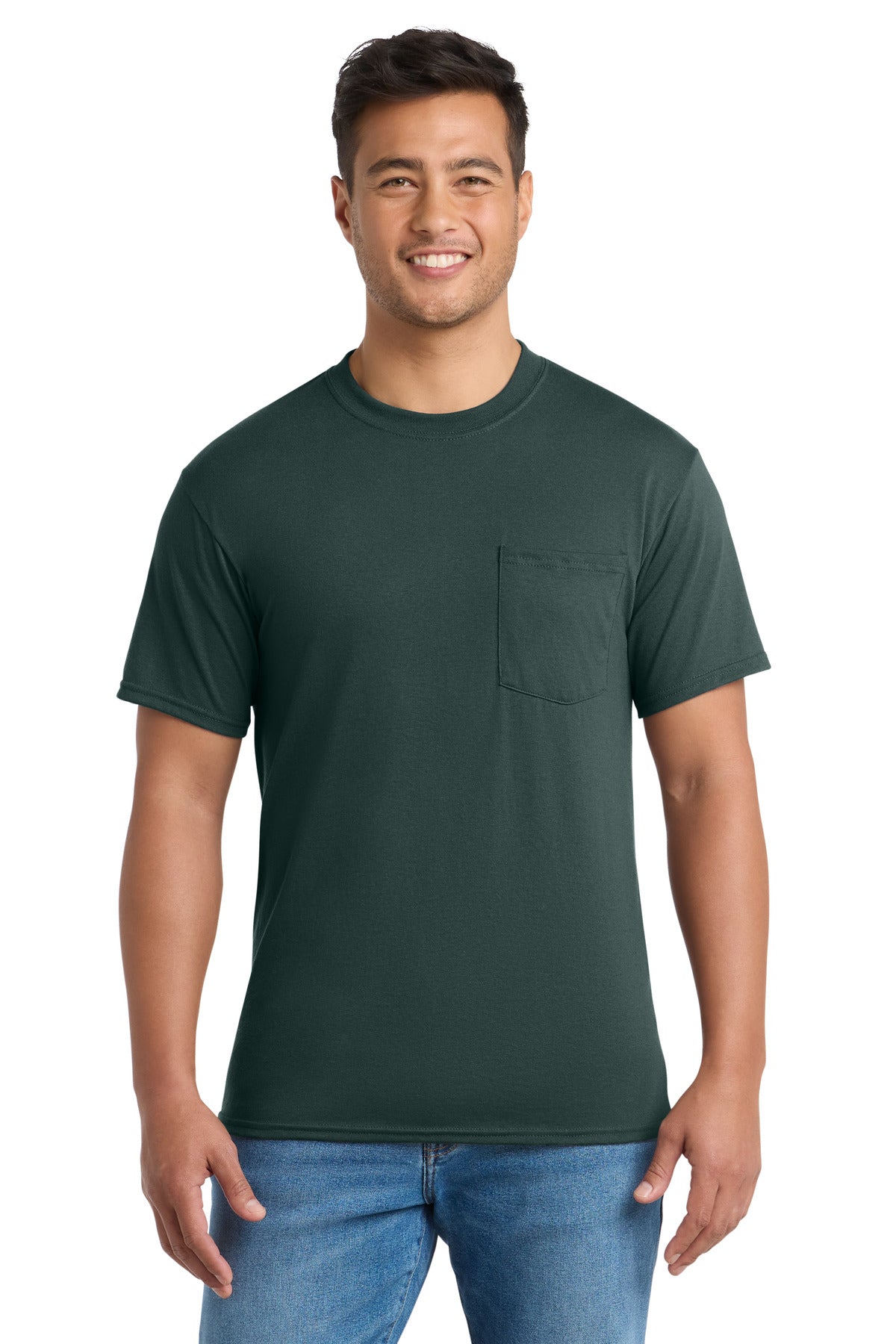 Port & Co Core Blend Pocket Tee - Dark Green
