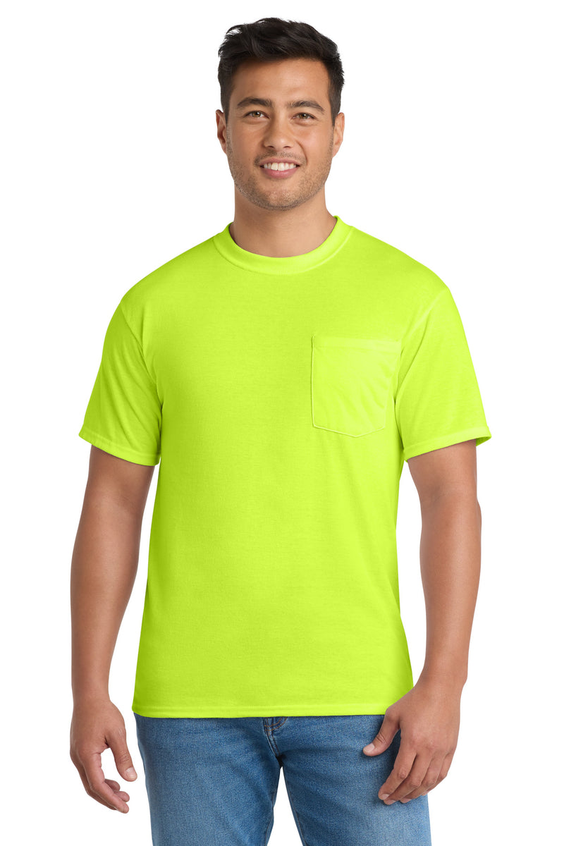 Port & Co Core Blend Pocket Tee - Safety Green