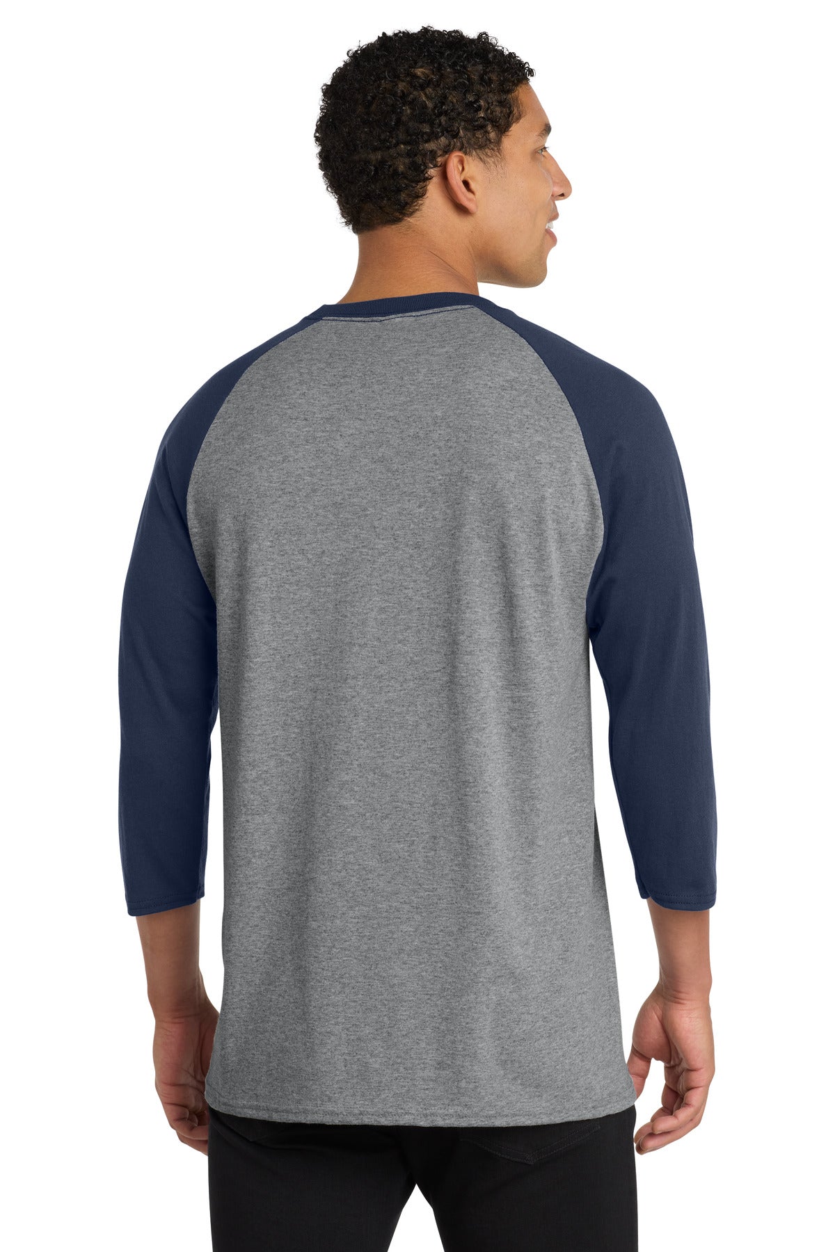 Port & Co Core Blend 3/4-Sleeve Raglan Tee - Athletic Heather/ Navy