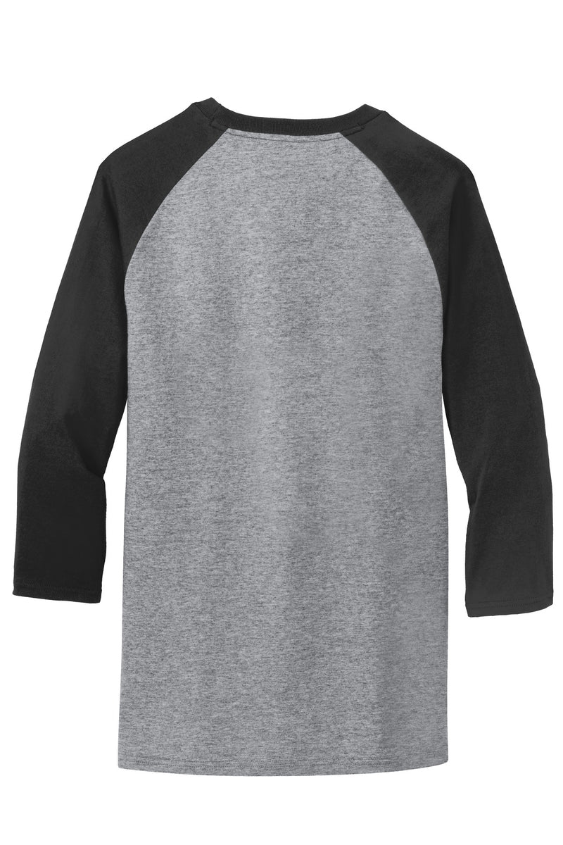 Port & Co Core Blend 3/4-Sleeve Raglan Tee - Athletic Heather/ Jet Black