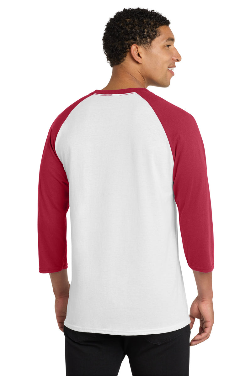 Port & Co Core Blend 3/4-Sleeve Raglan Tee - White/ Red