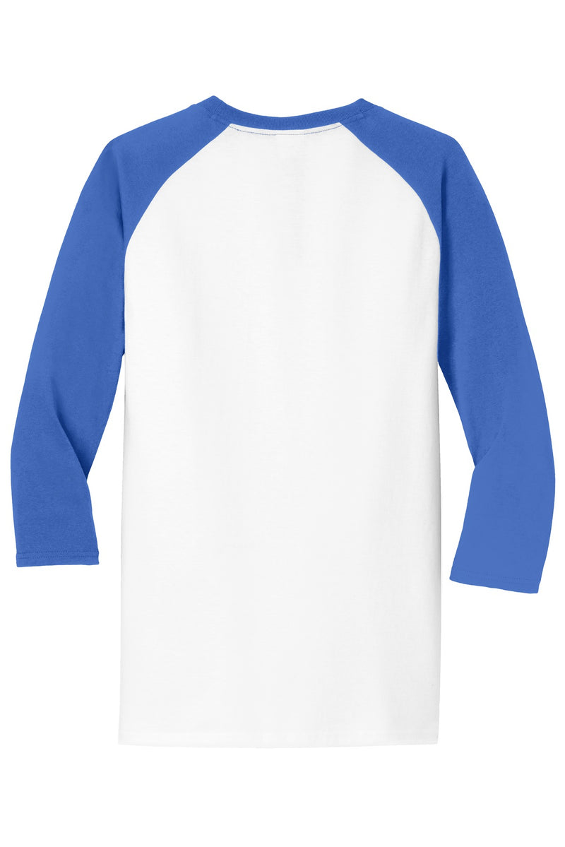 Port & Co Core Blend 3/4-Sleeve Raglan Tee - White/ Royal