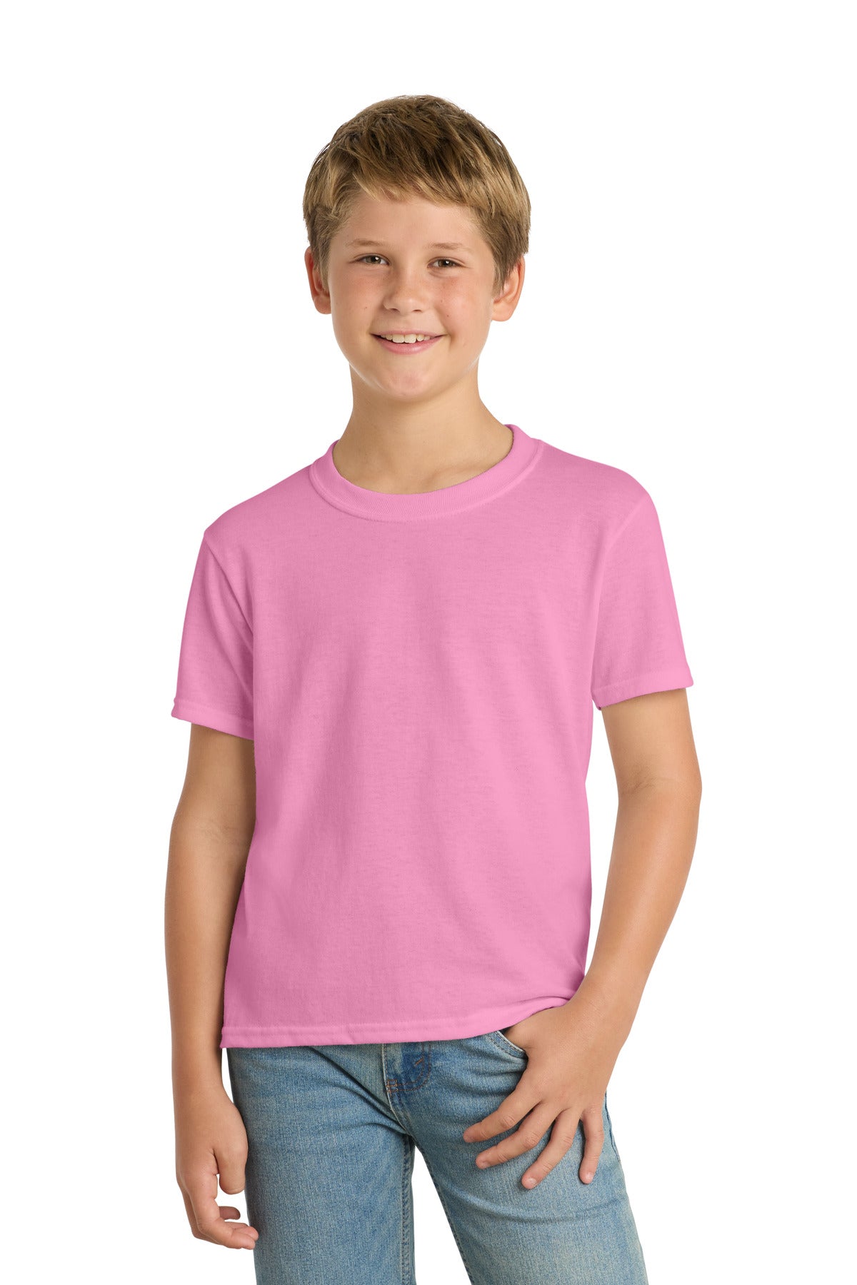 Port & Co Youth Core Blend Tee - Candy Pink