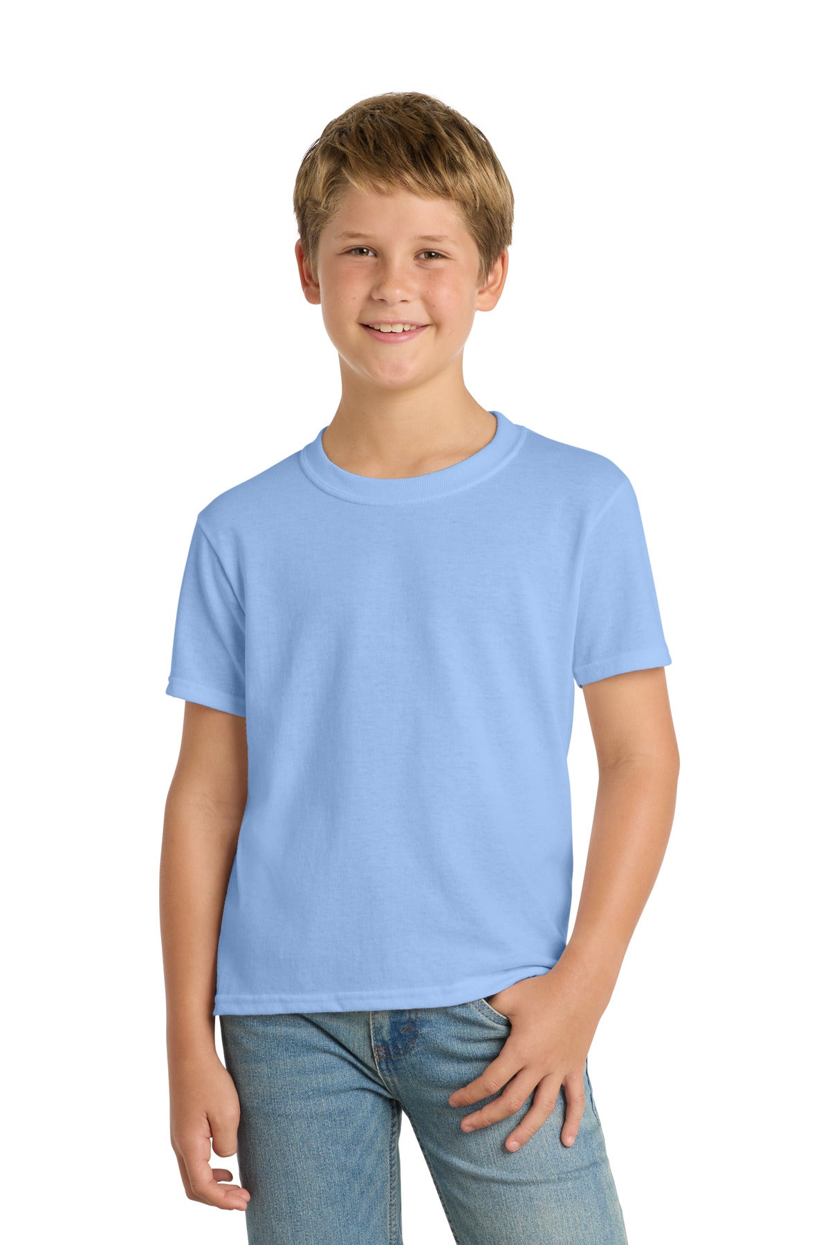 Port & Co Youth Core Blend Tee - Light Blue