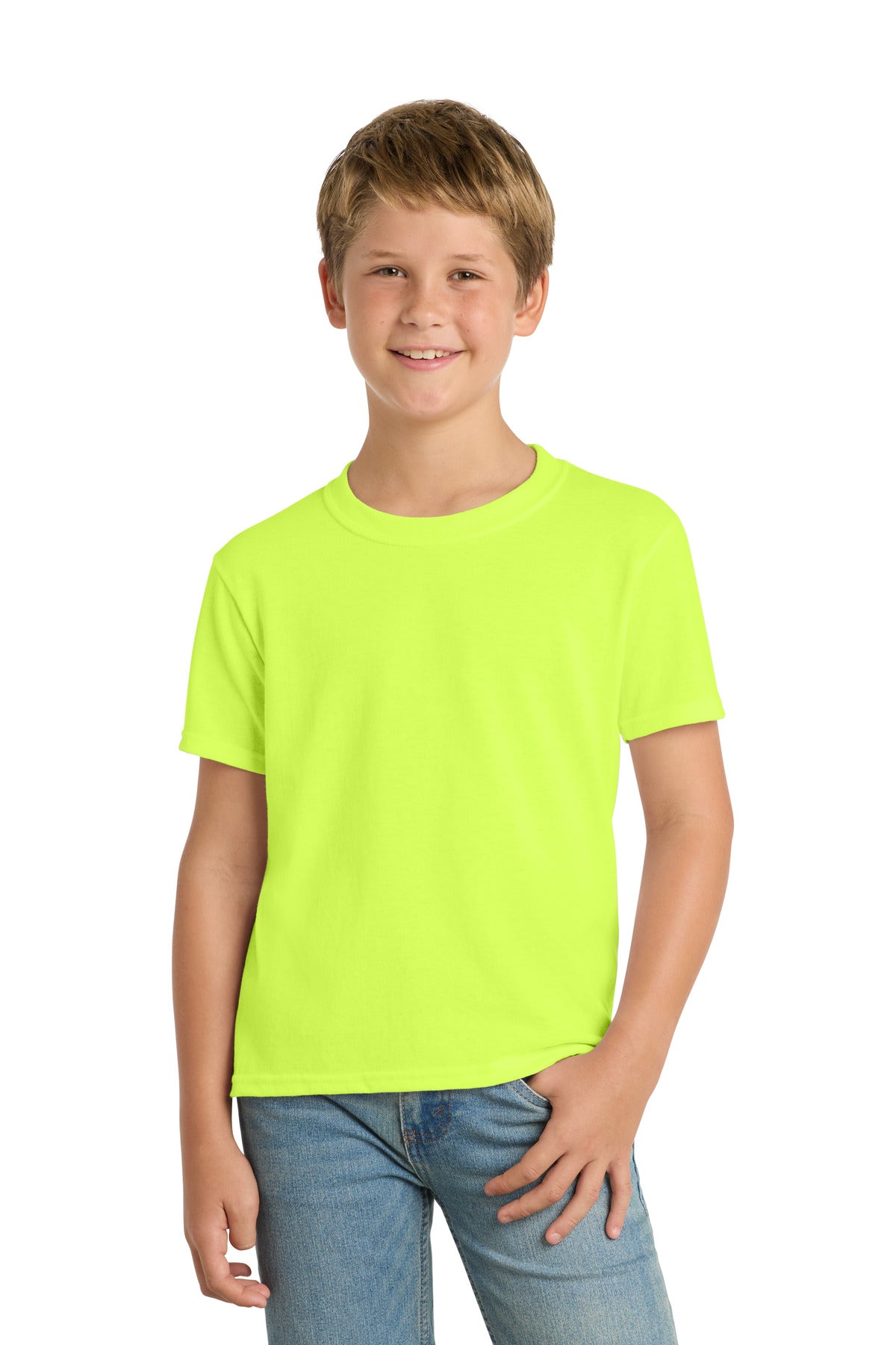 Port & Co Youth Core Blend Tee - Safety Green