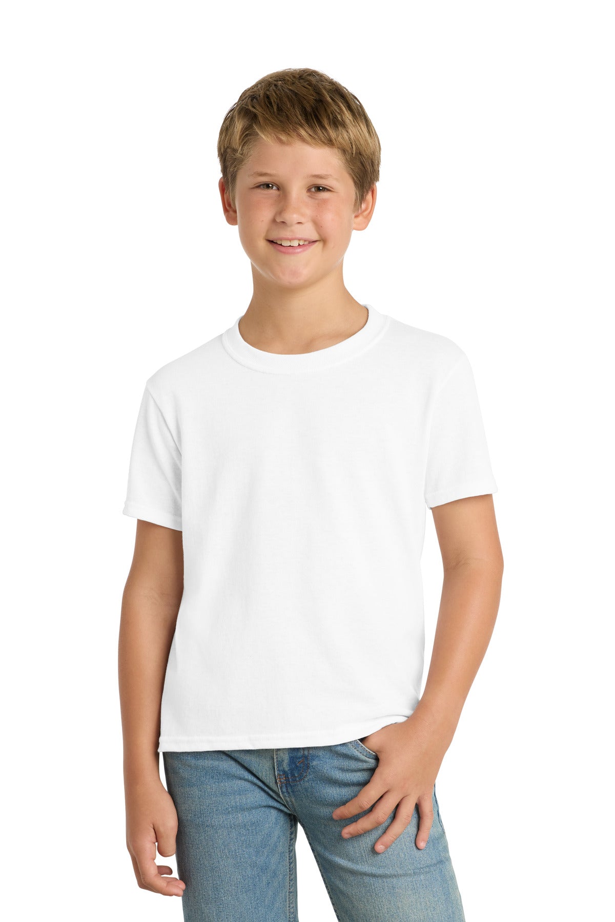 Port & Co Youth Core Blend Tee - White
