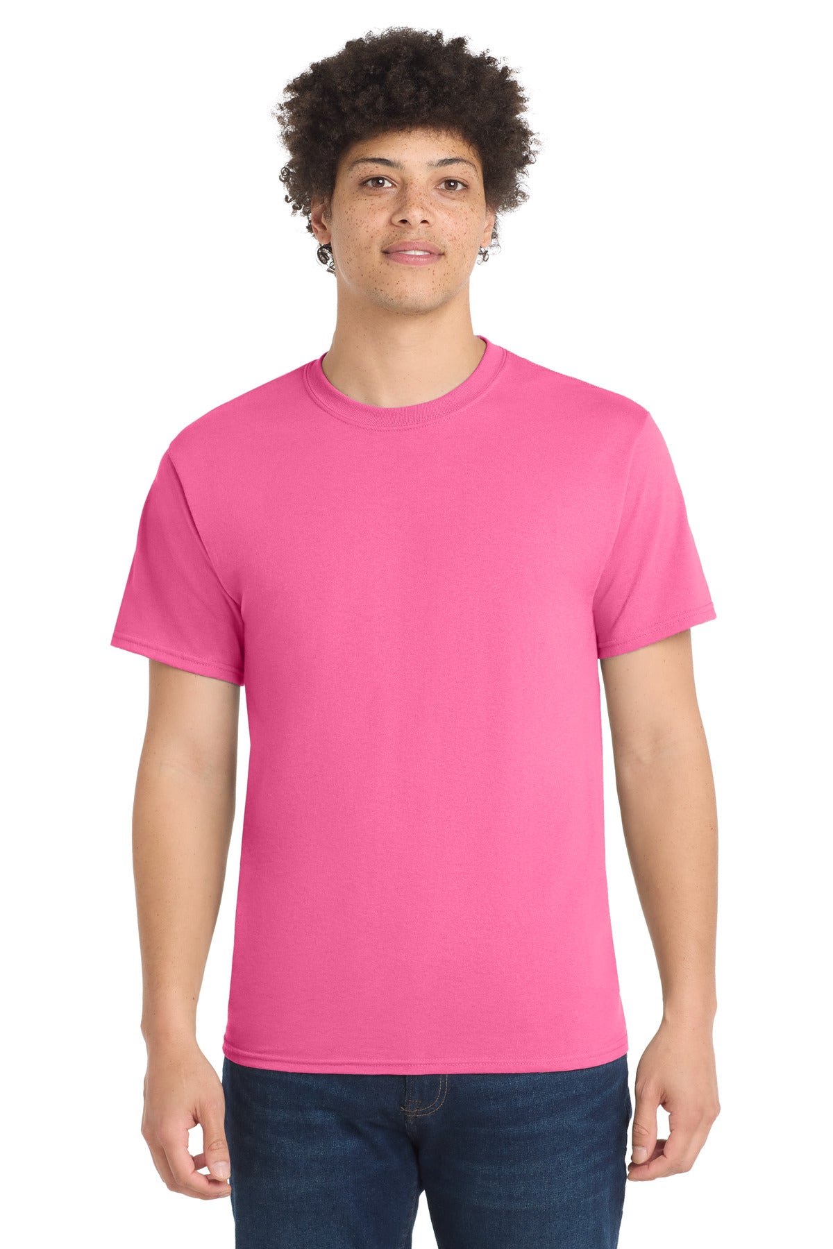 Port & Co Core Blend Tee - Neon Pink