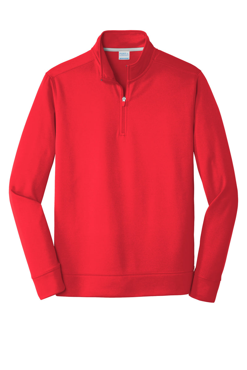 Port & Co Performance Fleece 1/4-Zip Pullover Sweatshirt - Red