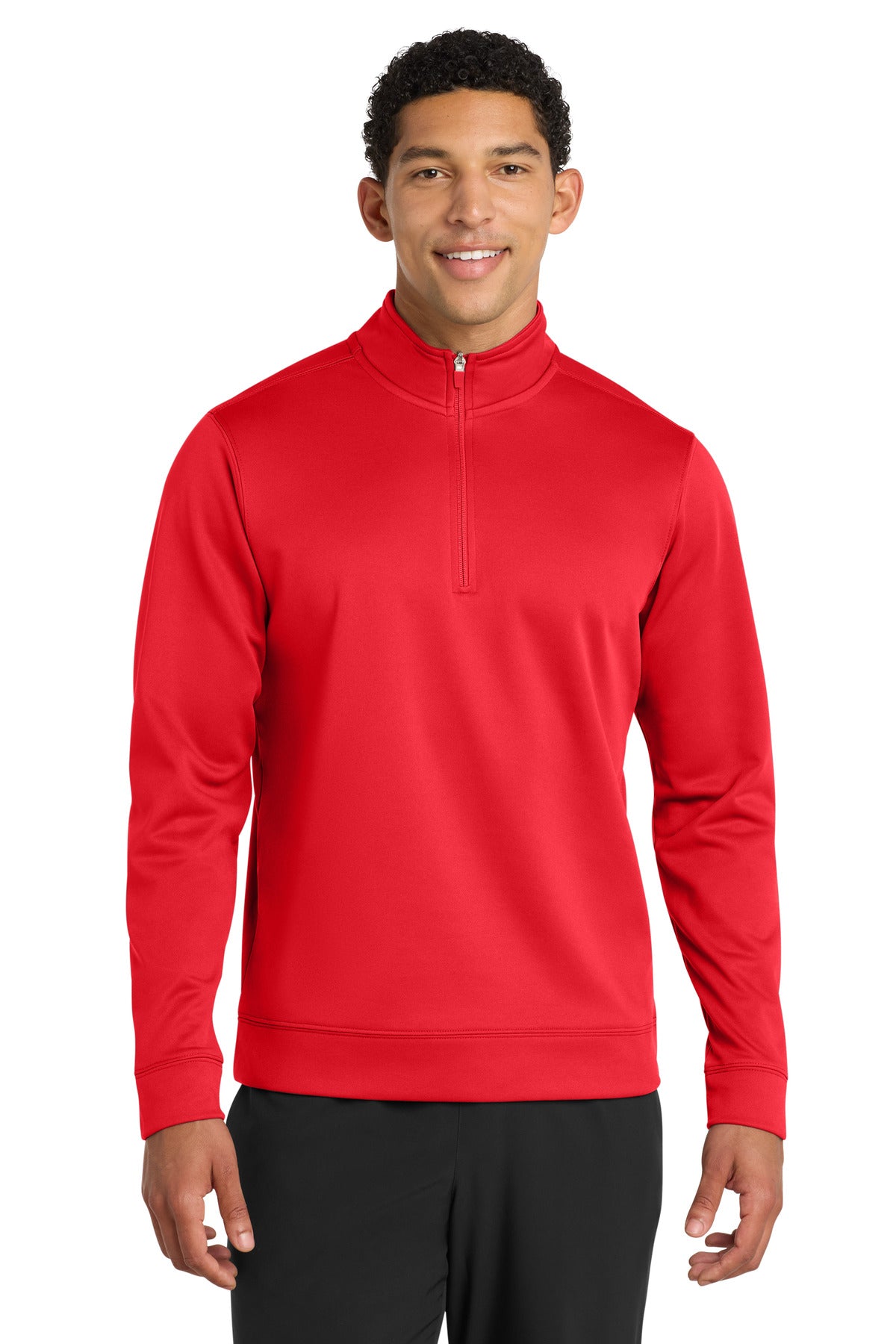 Port & Co Performance Fleece 1/4-Zip Pullover Sweatshirt - Red