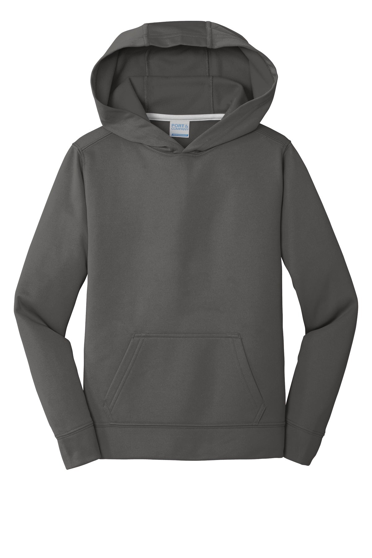 Port & Co Youth Performance Fleece Pullover Hooded Sweatshirt - Charcoal