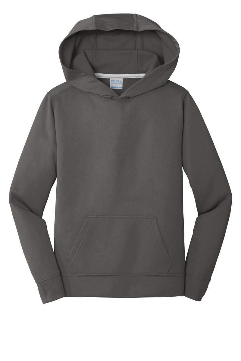 Port & Co Youth Performance Fleece Pullover Hooded Sweatshirt - Charcoal