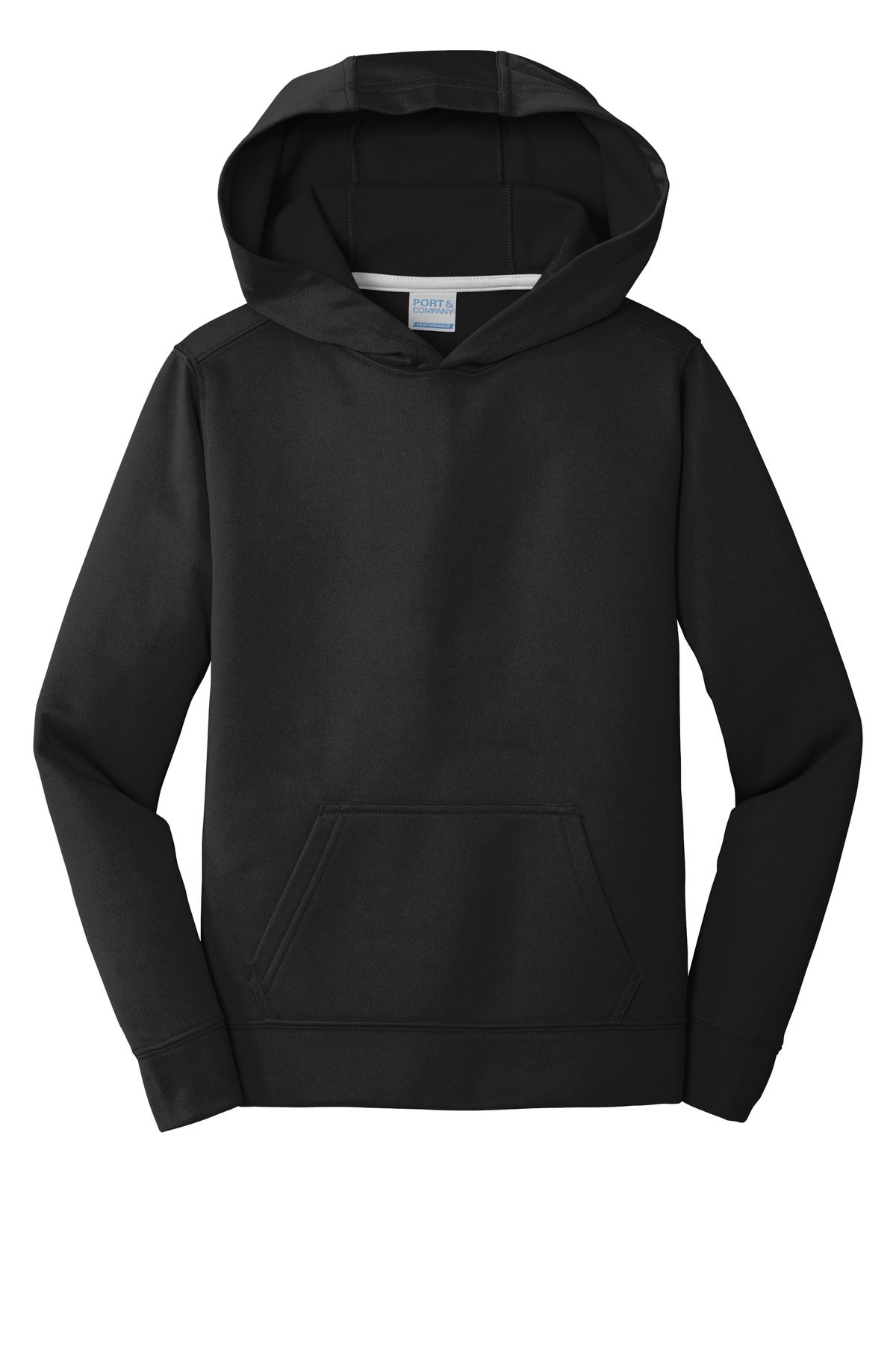 Port & Co Youth Performance Fleece Pullover Hooded Sweatshirt - Jet Black