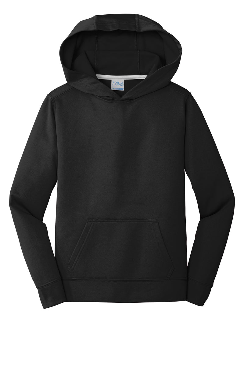 Port & Co Youth Performance Fleece Pullover Hooded Sweatshirt - Jet Black