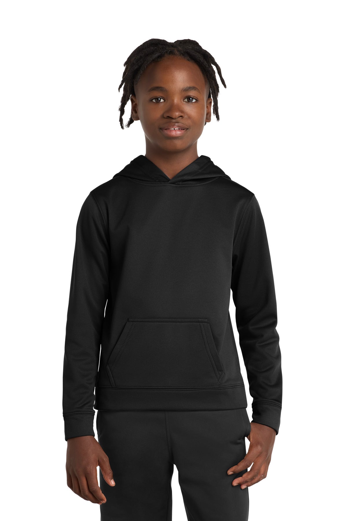 Port & Co Youth Performance Fleece Pullover Hooded Sweatshirt - Jet Black