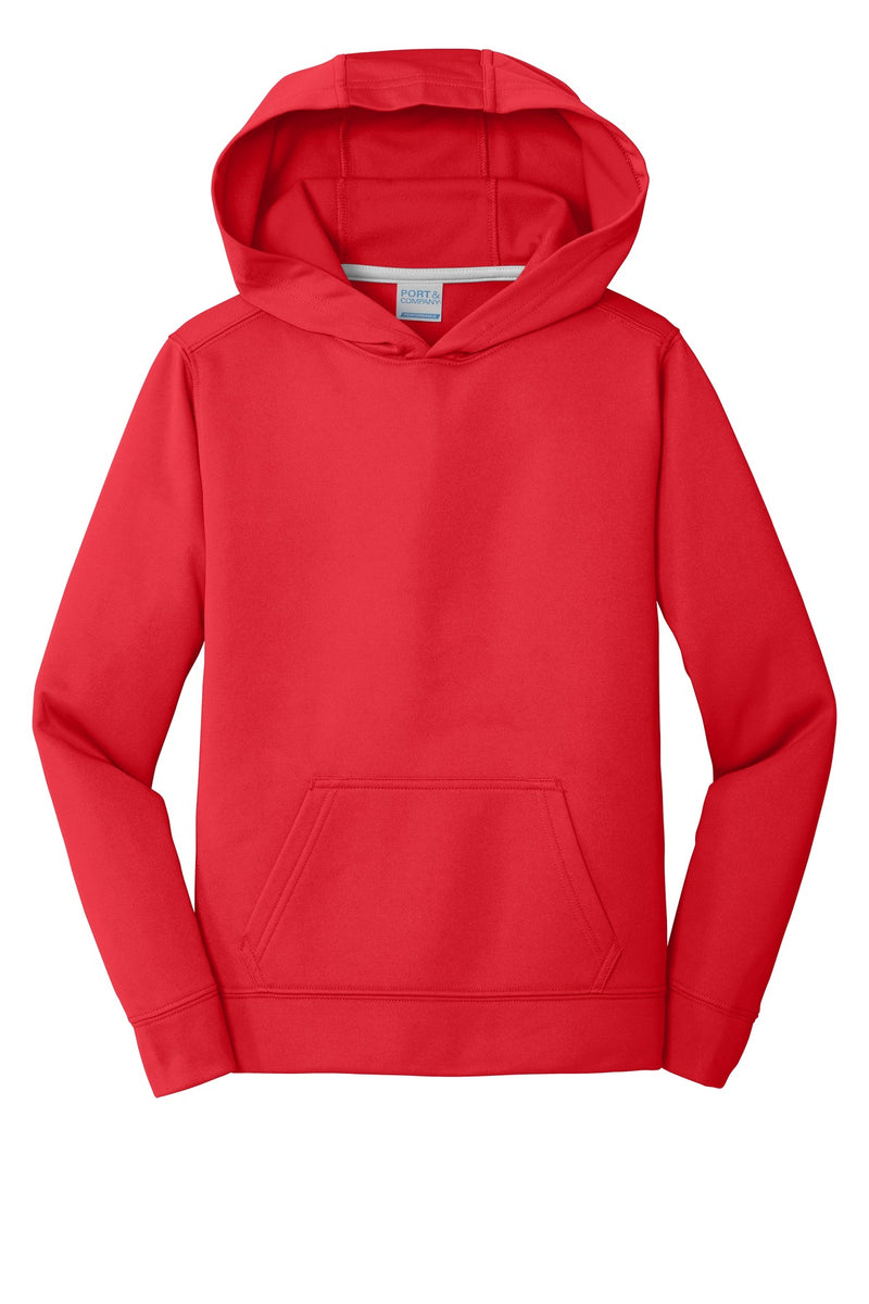Port & Co Youth Performance Fleece Pullover Hooded Sweatshirt - Red