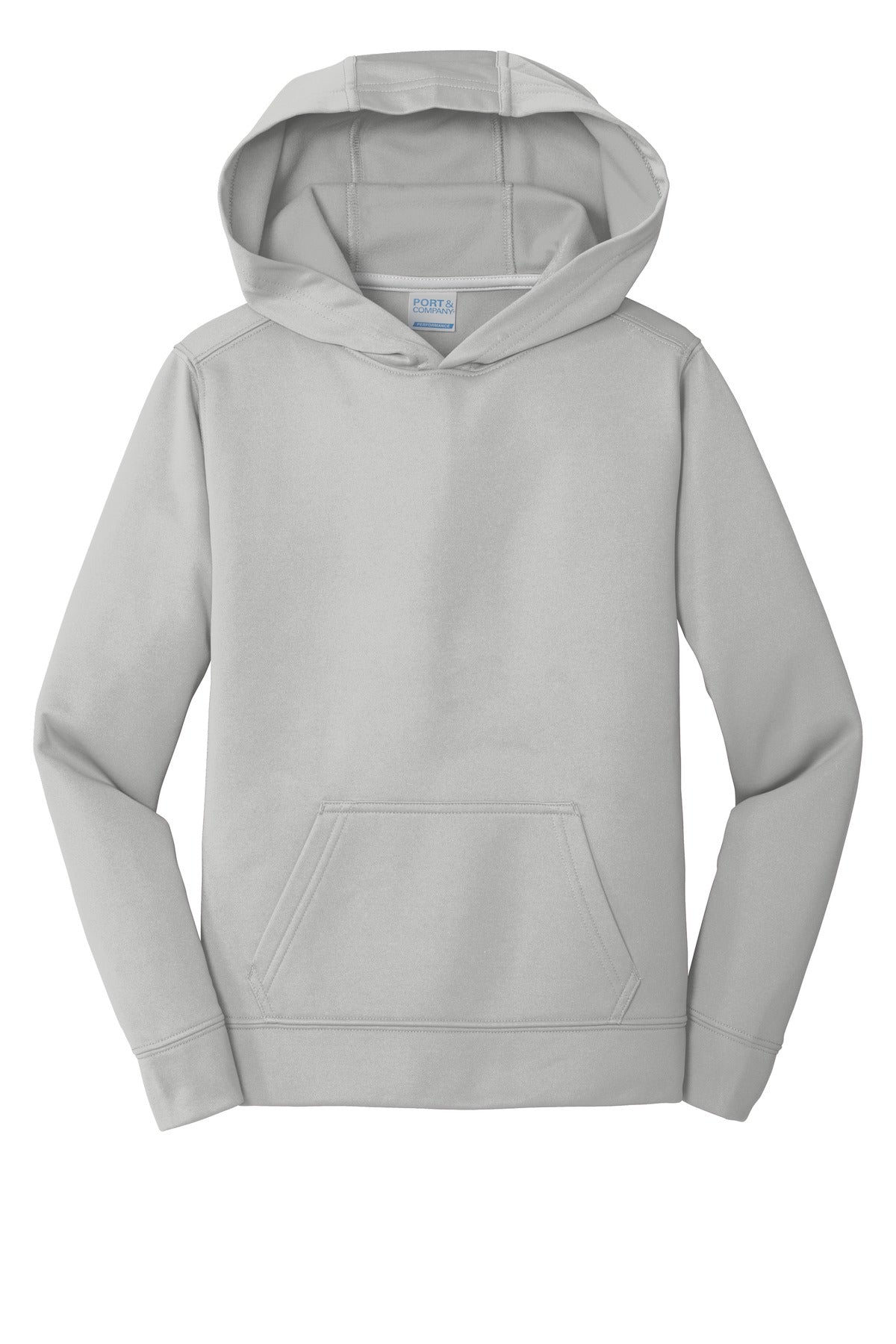 Port & Co Youth Performance Fleece Pullover Hooded Sweatshirt - Silver