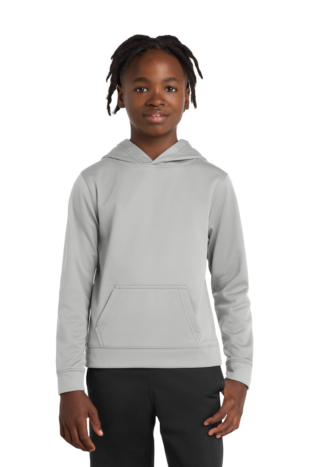Port & Co Youth Performance Fleece Pullover Hooded Sweatshirt - Silver