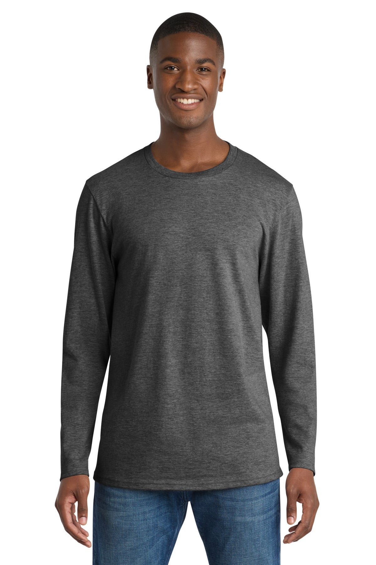 Port & Co Long Sleeve Bouncer Tee - Dark Heather Grey