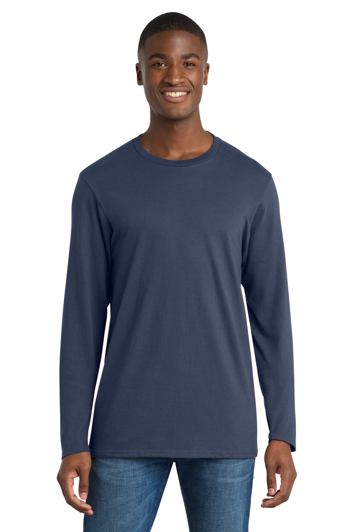 Port & Co Long Sleeve Bouncer Tee - Navy Blue