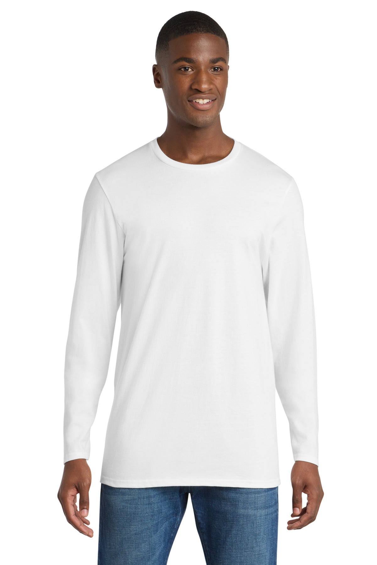 Port & Co Long Sleeve Bouncer Tee - White