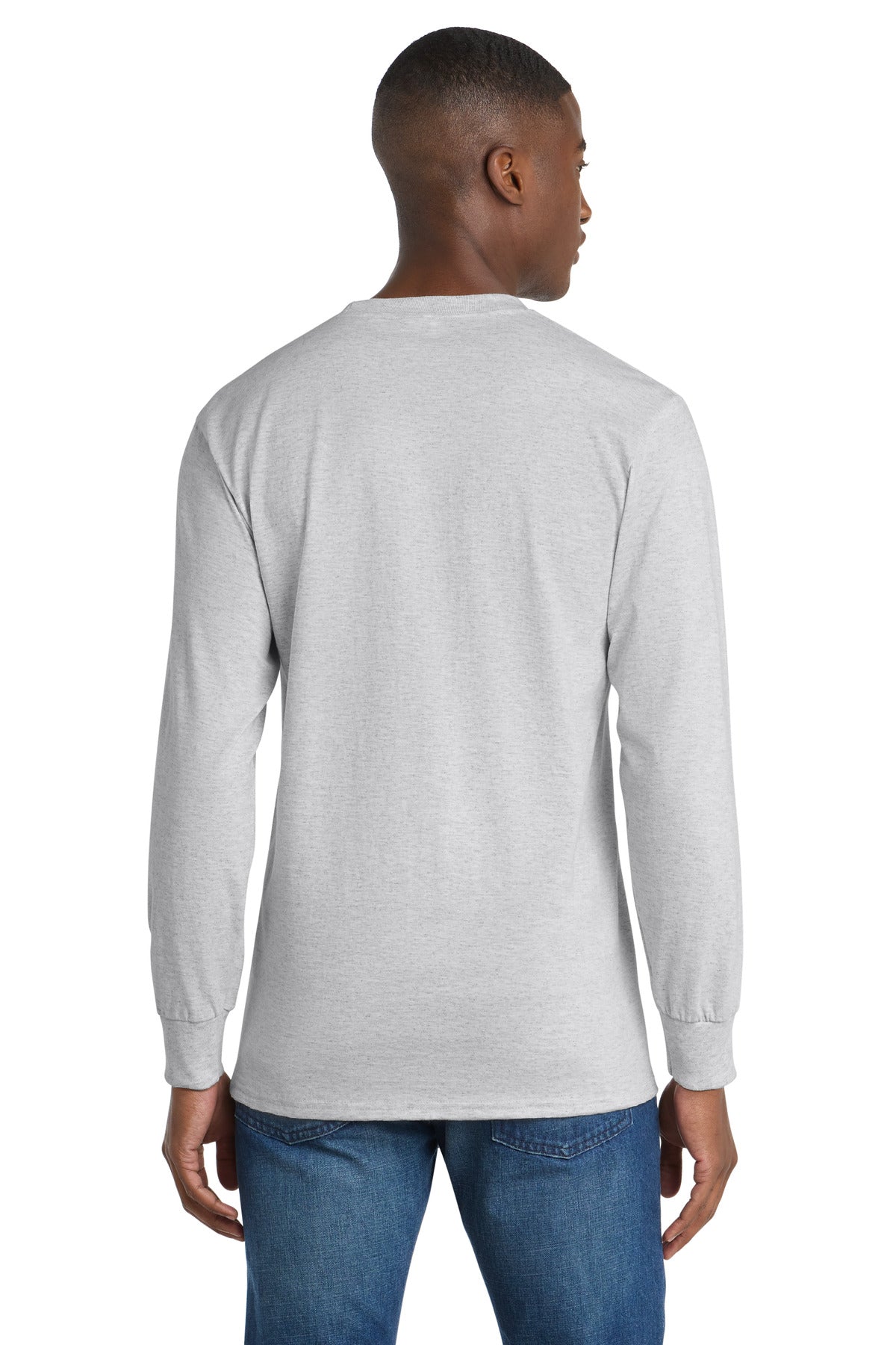 Port & Co Tall Long Sleeve Essential Pocket Tee - Ash