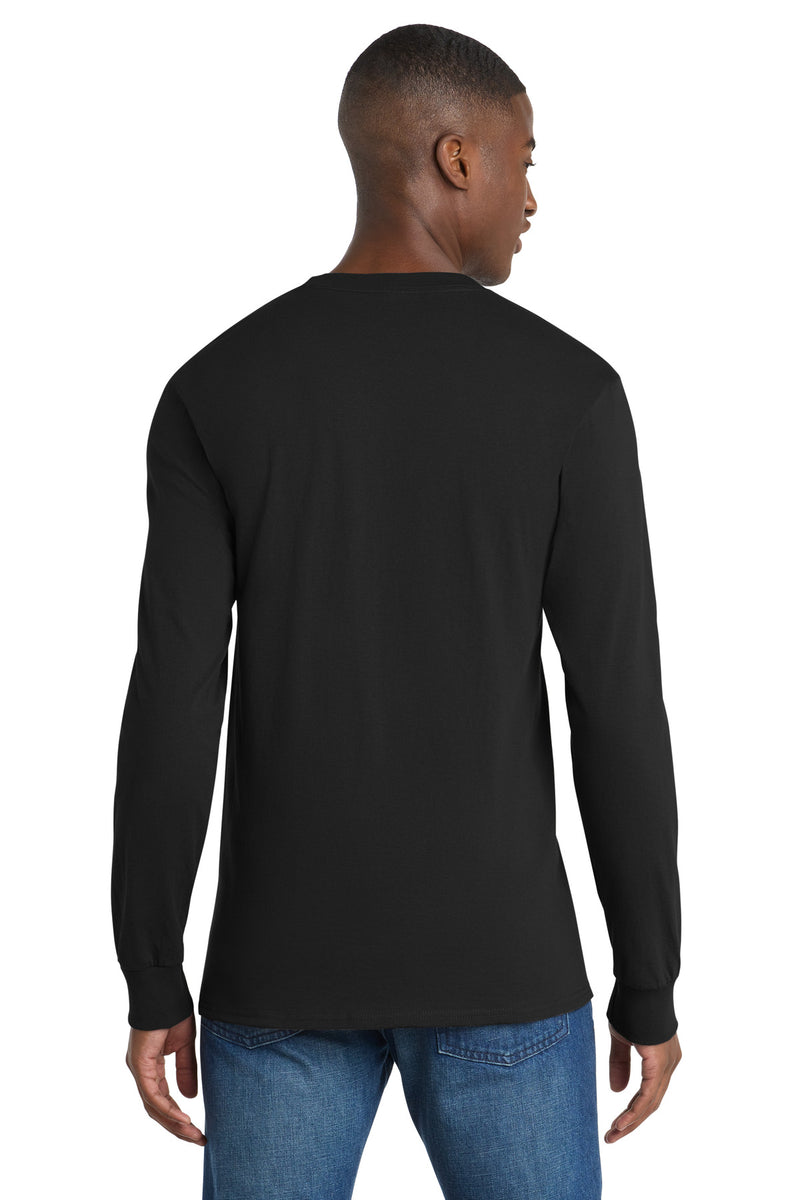 Port & Co Tall Long Sleeve Essential Pocket Tee - Jet Black