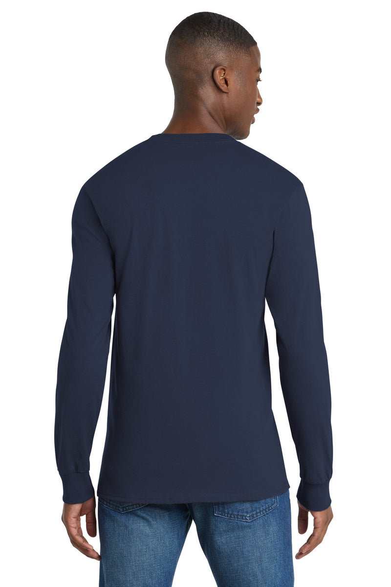 Port & Co Tall Long Sleeve Essential Pocket Tee - Navy