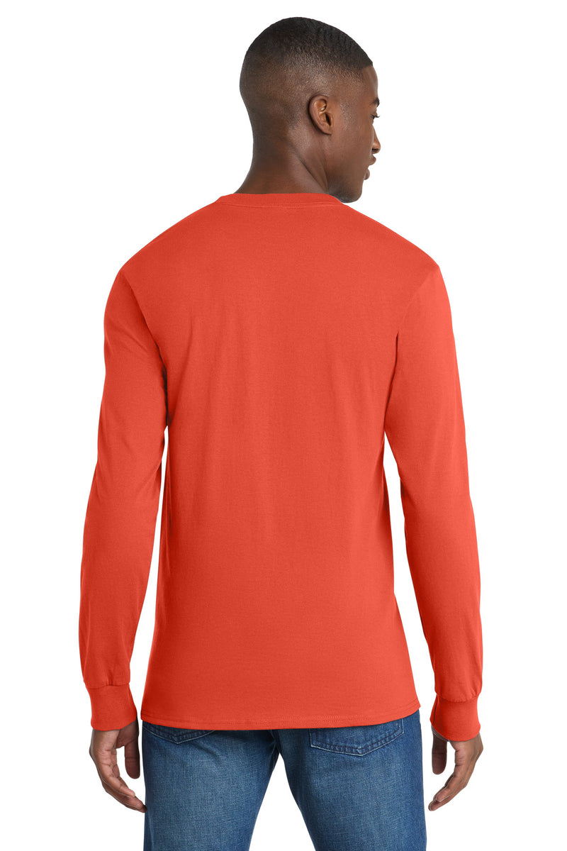 Port & Co Tall Long Sleeve Essential Pocket Tee - Orange