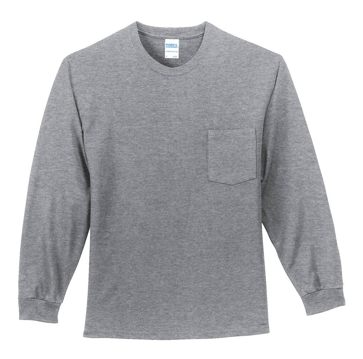 Port & Co Long Sleeve Essential Pocket Tee - Athletic Heather