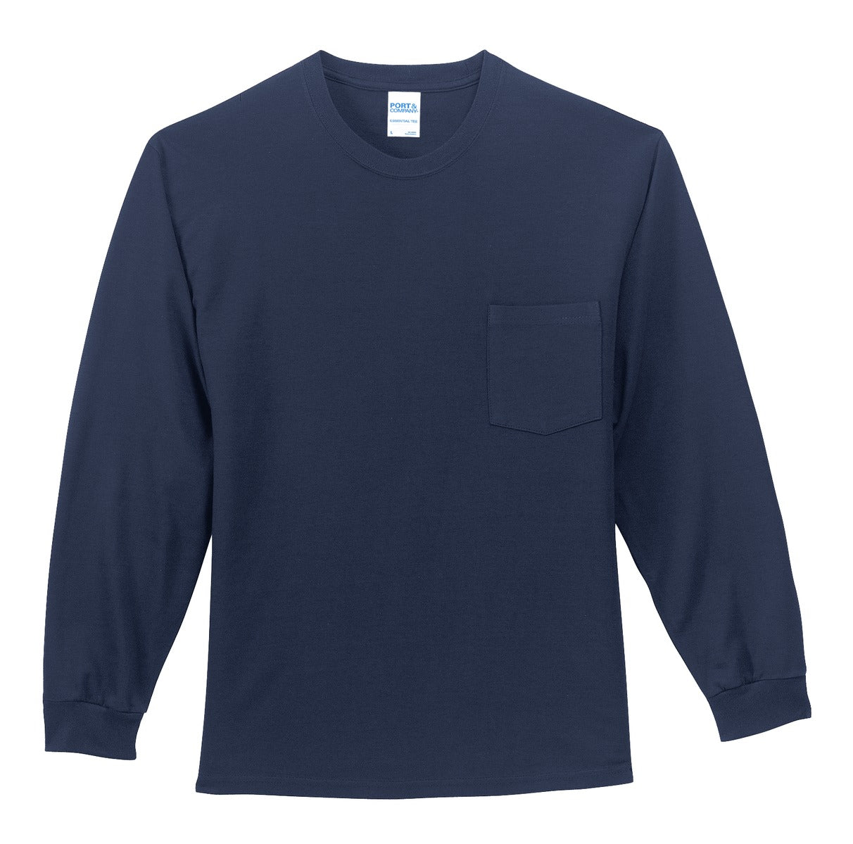 Port & Co Long Sleeve Essential Pocket Tee - Navy