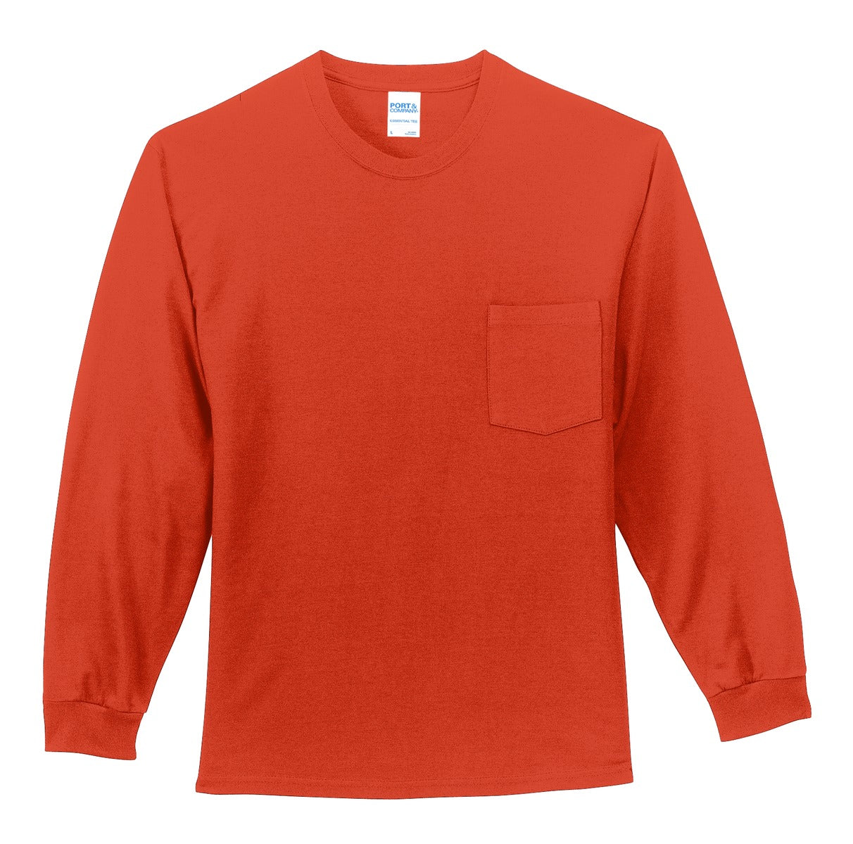 Port & Co Long Sleeve Essential Pocket Tee - Orange