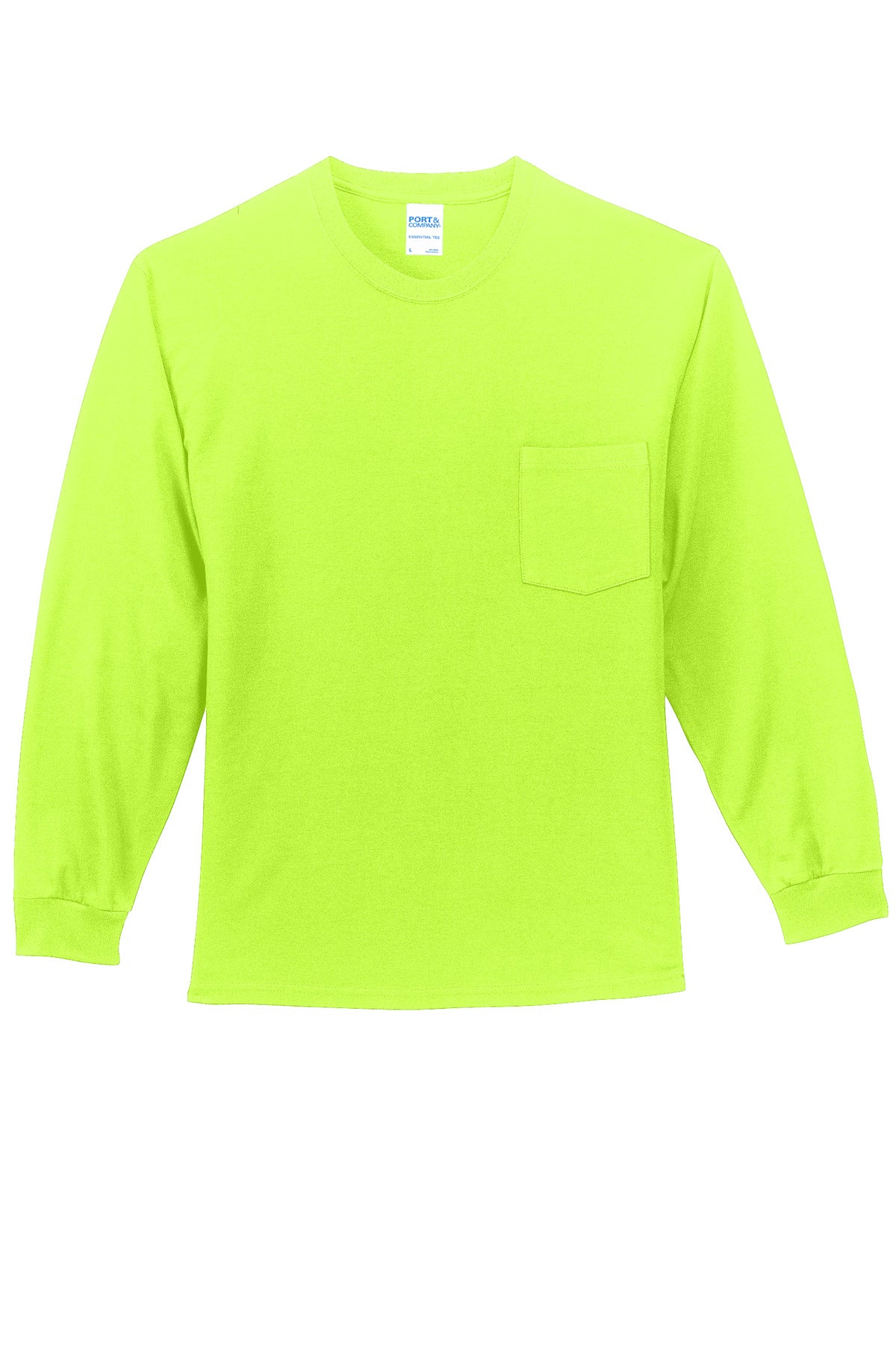 Port & Co Long Sleeve Essential Pocket Tee - S. Green