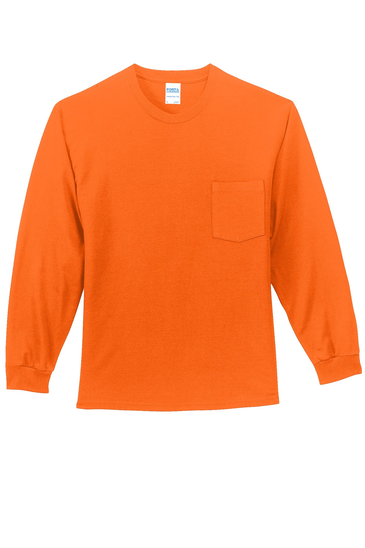Port & Co Long Sleeve Essential Pocket Tee - S. Orange