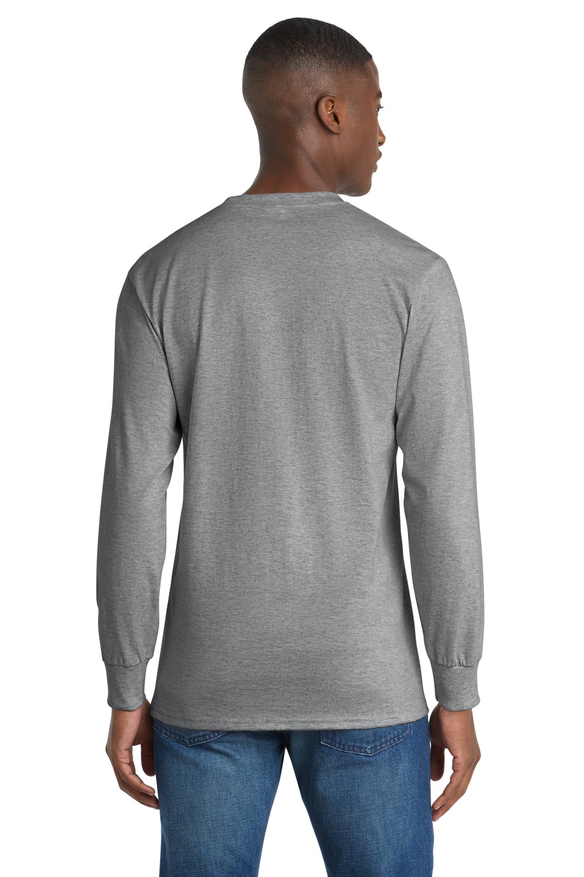 Port & Co Long Sleeve Essential Pocket Tee - Athletic Heather