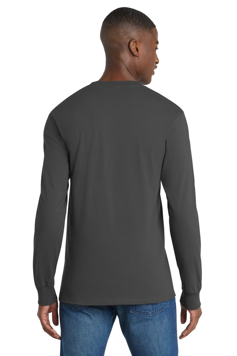 Port & Co Long Sleeve Essential Pocket Tee - Charcoal