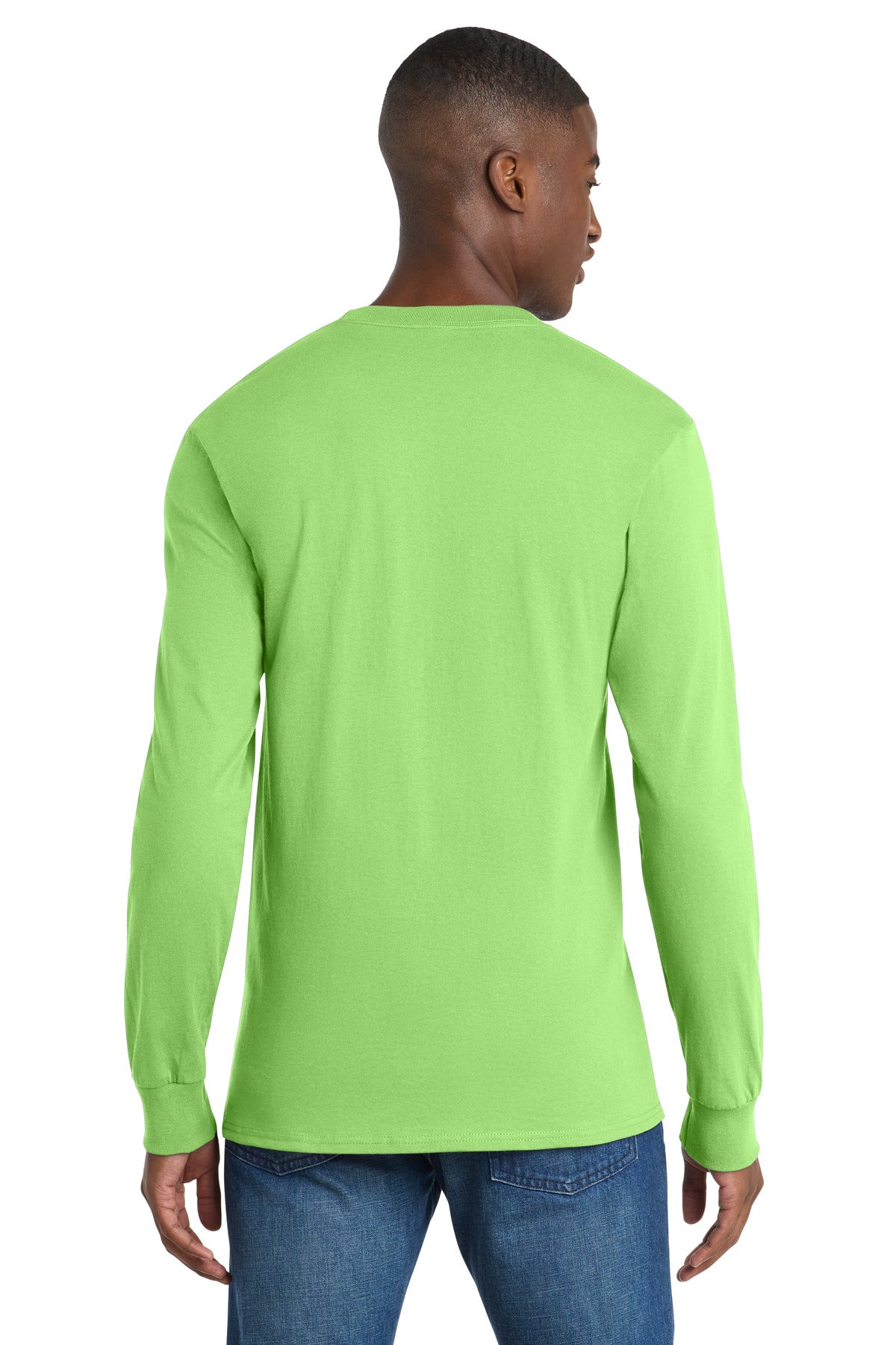 Port & Co Long Sleeve Essential Pocket Tee - Lime