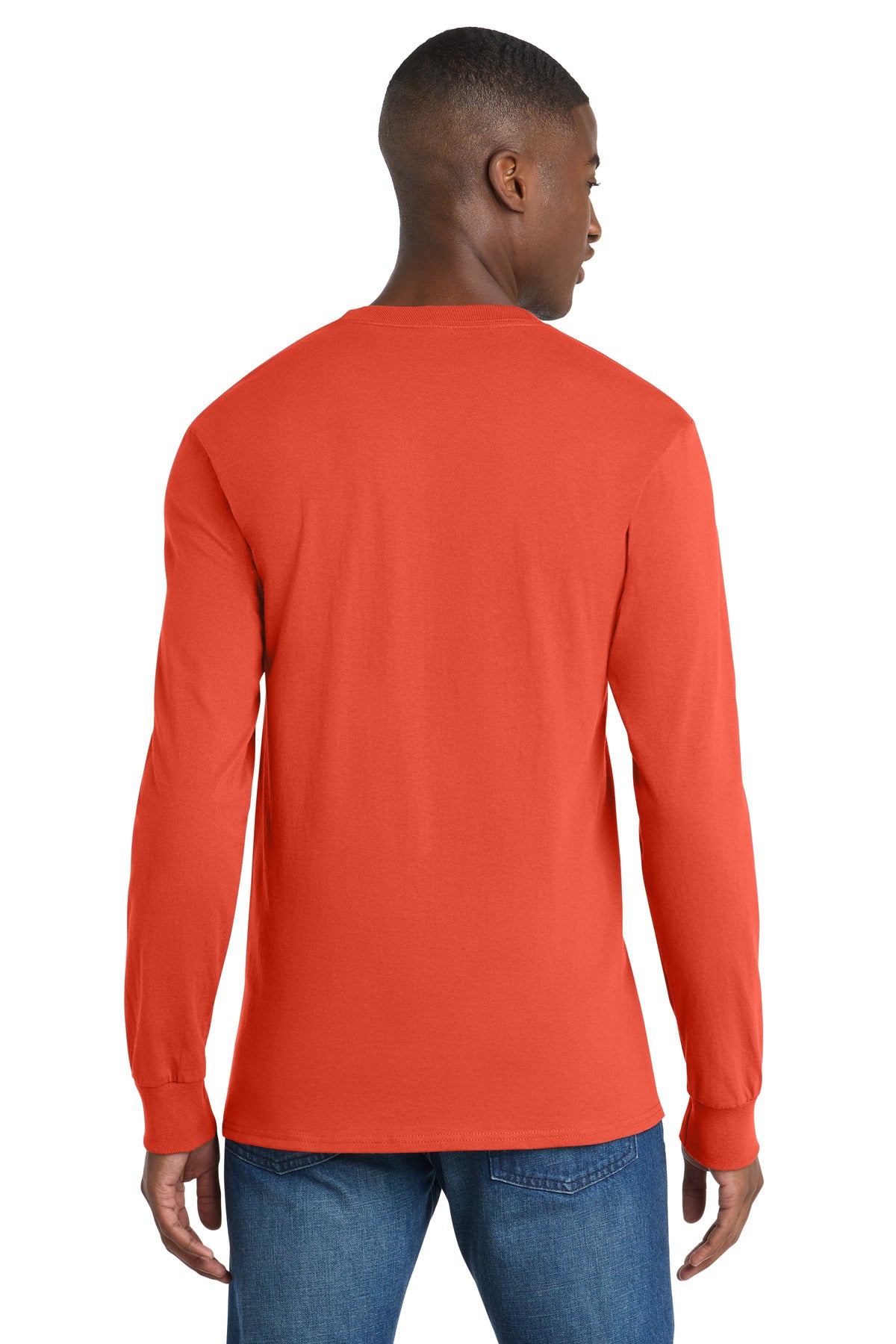 Port & Co Long Sleeve Essential Pocket Tee - Orange